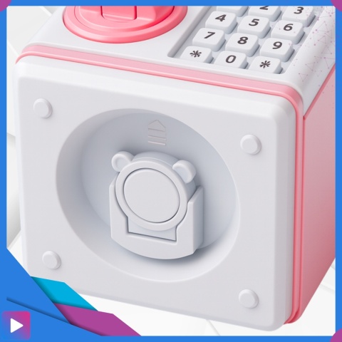 Sejf Skarbonka dla Dziewczynki na Kluczyk Dźwięki Melodie Zabawkowy Bankomat Różowy ASATO®