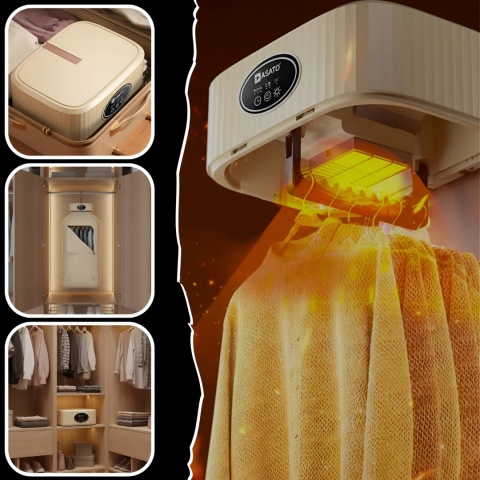 Suszarka Elektryczna do Ubrań UV Wisząca ASATO® Turystyczna Składana 600W z Timerem i Pokrowcem