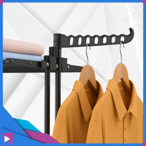 Suszarka na Pranie Pionowa Czarna Ogrodowa Stojąca Składana Duża na Balkon do Domu ASATO®