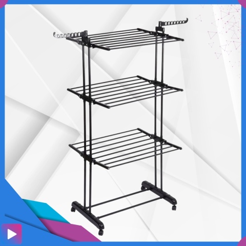 Suszarka na Pranie Pionowa Czarna Ogrodowa Stojąca Składana Duża na Balkon do Domu ASATO®