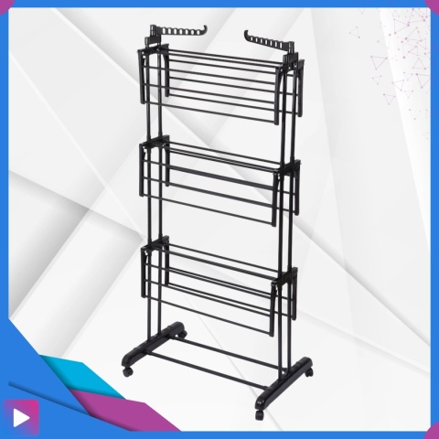 Suszarka na Pranie Pionowa Czarna Ogrodowa Stojąca Składana Duża na Balkon do Domu ASATO®