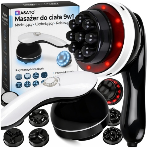 ASATO® Masażer Do Ciała Antycellulitowy 9w1 Body Spa Na Podczerwień 8 Końcówek 28W
