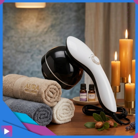 ASATO® Masażer Do Ciała Antycellulitowy 9w1 Body Spa Na Podczerwień 8 Końcówek 28W