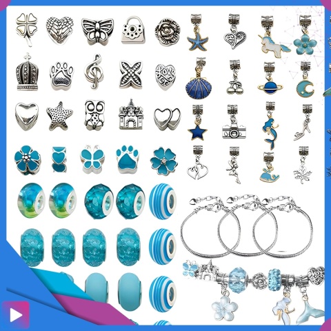 Zestaw do Robienia Bransoletek Naszyjników Biżuterii Dla Dziewczynek z Charmsami Etui 66 Elementów Prezent ASATO®