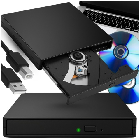 Zewnętrzna Napęd Odtwarzacz Nagrywarka DVD CD USB 2.0 ASATO® do laptopa komputera Windows Mac Linux