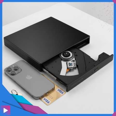 Zewnętrzna Napęd Odtwarzacz Nagrywarka DVD CD USB 2.0 ASATO® do laptopa komputera Windows Mac Linux