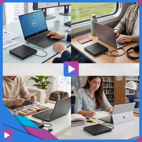 Zewnętrzna Napęd Odtwarzacz Nagrywarka DVD CD USB 2.0 ASATO® do laptopa komputera Windows Mac Linux