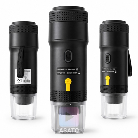 Mini Ekspres Ciśnieniowy Do Kawy Turystyczny Przenośny na Kapsłułki i Kawę Mieloną 60ml USB