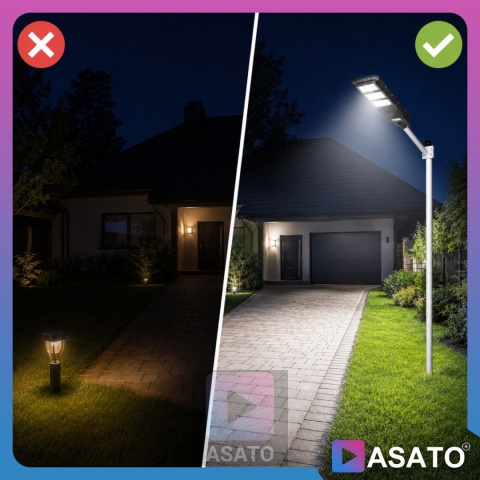 Lampa Uliczna Solarna LED 90W ze Słupkiem Czujnikiem Ruchu Pilot Uchwyt