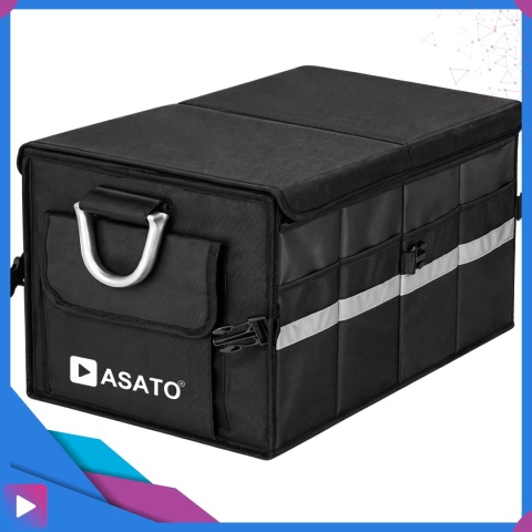 Organizer do bagażnika samochodowego LUX 1F ASATO® składany 60x35x30 cm z klapą i przegrodami