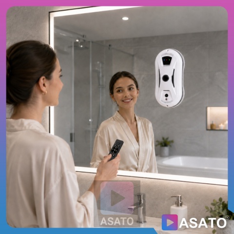 Robot do Mycia Okien Szyb ASATO® - System Antyupadkowy - Pilot + Linka Zabezpieczająca - 10 Padów
