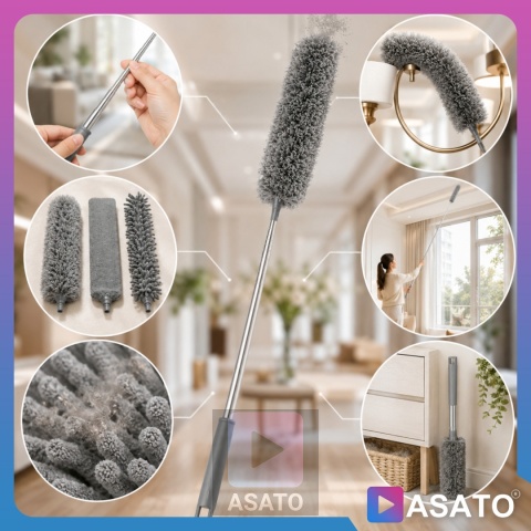 Szczotka do Kurzu 3w1 Teleskopowa 250 cm Zestaw 3 Końcówki Mikrofibra ASATO®