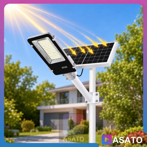 Lampa Uliczna Solarna 2000W DUŻA LATARNIA ze Słupem i Panelem Słonecznym