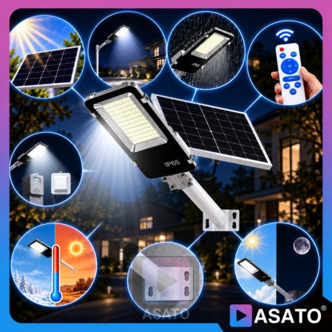 Lampa Uliczna Solarna 2000W DUŻA LATARNIA ze Słupem i Panelem Słonecznym