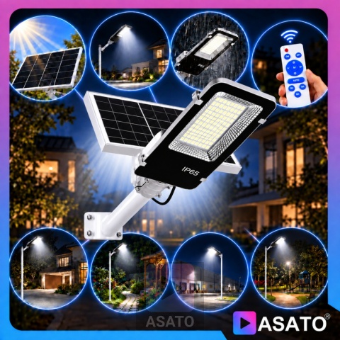 Lampa Uliczna Solarna 2000W DUŻA LATARNIA ze Słupem i Panelem Słonecznym