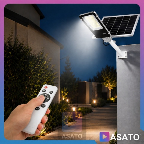 Lampa Uliczna Solarna 2000W DUŻA LATARNIA ze Słupem i Panelem Słonecznym