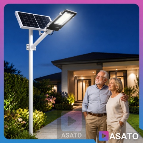 Lampa Uliczna Solarna 2000W DUŻA LATARNIA ze Słupem i Panelem Słonecznym