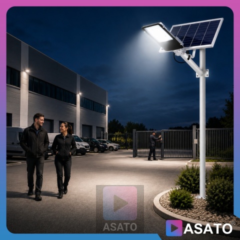 Lampa Uliczna Solarna 2000W DUŻA LATARNIA ze Słupem i Panelem Słonecznym