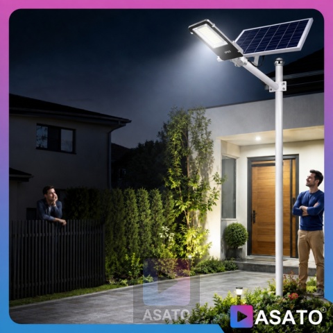 Lampa Uliczna Solarna 2000W DUŻA LATARNIA ze Słupem i Panelem Słonecznym