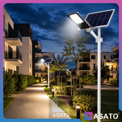 Lampa Uliczna Solarna 2000W DUŻA LATARNIA ze Słupem i Panelem Słonecznym