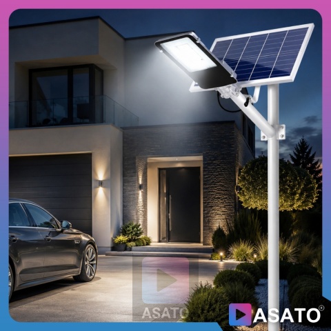 Lampa Uliczna Solarna 2000W DUŻA LATARNIA ze Słupem i Panelem Słonecznym