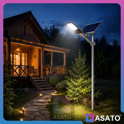Lampa Uliczna Solarna 2000W DUŻA LATARNIA ze Słupem i Panelem Słonecznym