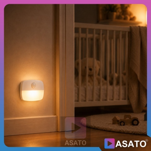 Lampka Nocna LED z Czujnikiem Ruchu Barwa Ciepła ASATO®