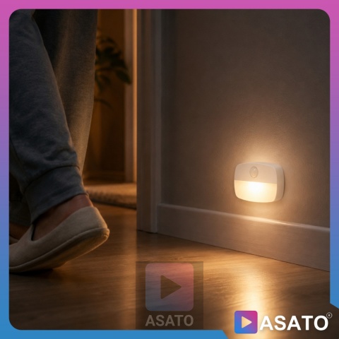 Lampka Nocna LED z Czujnikiem Ruchu Barwa Ciepła ASATO®