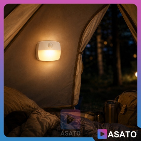 Lampka Nocna LED z Czujnikiem Ruchu Barwa Ciepła ASATO®