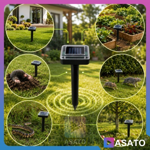 Odstraszacz Na Krety Solarny x 4 szt Gryzonie Nornice Ogrodowy Silny Zestaw Kwadratowe
