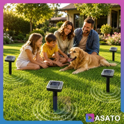 Odstraszacz Na Krety Solarny x 4 szt Gryzonie Nornice Ogrodowy Silny Zestaw Kwadratowe