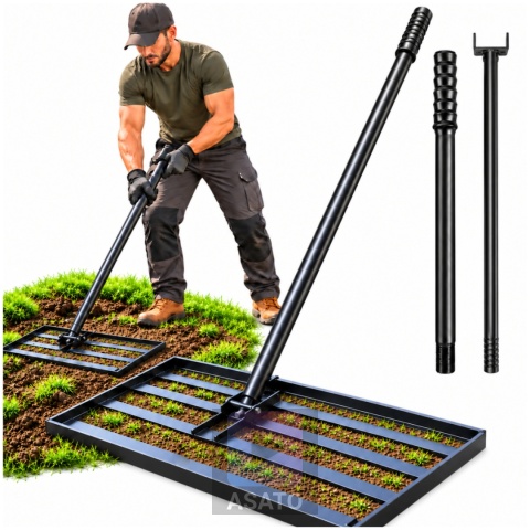 Ręczny Niwelator Terenu Trawnika 90cm Stalowy Do Równania Piaskowania Ogrodowy ASATO®