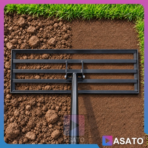 Ręczny Niwelator Terenu Trawnika 90cm Stalowy Do Równania Piaskowania Ogrodowy ASATO®