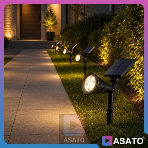 Solarna Lampa Ogrodowa 2w1 LED Wbijana w Ziemię Mocowanie na Ścianę z Regulacją 1200 mAh