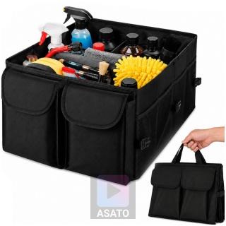 Torba Organizer Do Bagażnika do Samochodu ASATO® - 3 Przegrody Usztywniane - Składany - 54x38x25,5cm