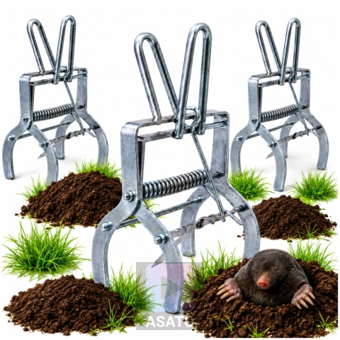 Pułapka na Krety Nornice Metalowa Sprężynowa do Ogrodu Mocna Zestaw 3 szt.