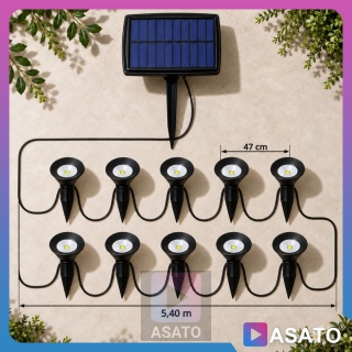 Lampki Solarne Ogrodowe LED 10 szt Wbijane do Ogrodu 3000K Panel Solarny