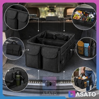 Torba Organizer Do Bagażnika do Samochodu ASATO® - 3 Przegrody Usztywniane - Składany - 54x38x25,5cm