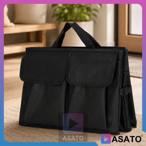 Torba Organizer Do Bagażnika do Samochodu ASATO® - 3 Przegrody Usztywniane - Składany - 54x38x25,5cm